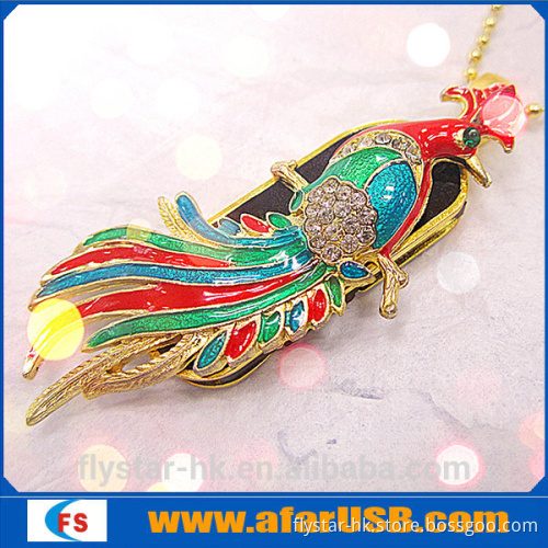 2015 Jewelry heart peacock wedding gift usb,1GB usb flash memory